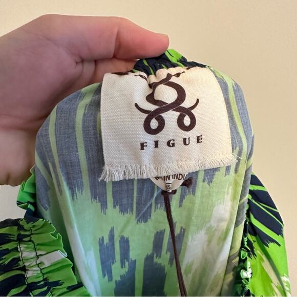 NWT FIGUE Green Blue Ikat Mini Dress XS - Picture 10 of 13